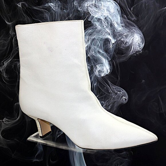 Paul Andrew Mangold Handmade Italy White Leather Bootie, Size 36.5  (US 6.5) - Picture 1 of 9